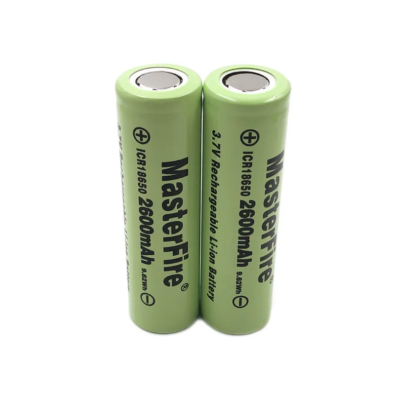 4pcs/lot MasterFire 2600mah 3.7V 18650 ICR18650-26F 9.62Wh Rechargeable Lithium Battery For LED Flashlights Headlamps Batteries