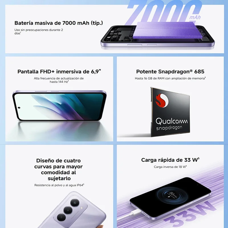 Xiaomi Redmi 15 NFC، سنابدراجون ®   كاميرا 685، 6.9 بوصة 50 ميجابكسل، بطارية 7000 مللي أمبير، IP64