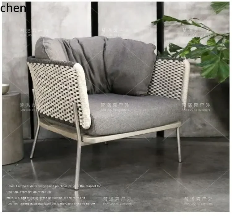 ZML Outdoor Sofa Rattan Chair Sales Office Outdoor Sunroom Courtyard Leisure Woven Rattan Sofa