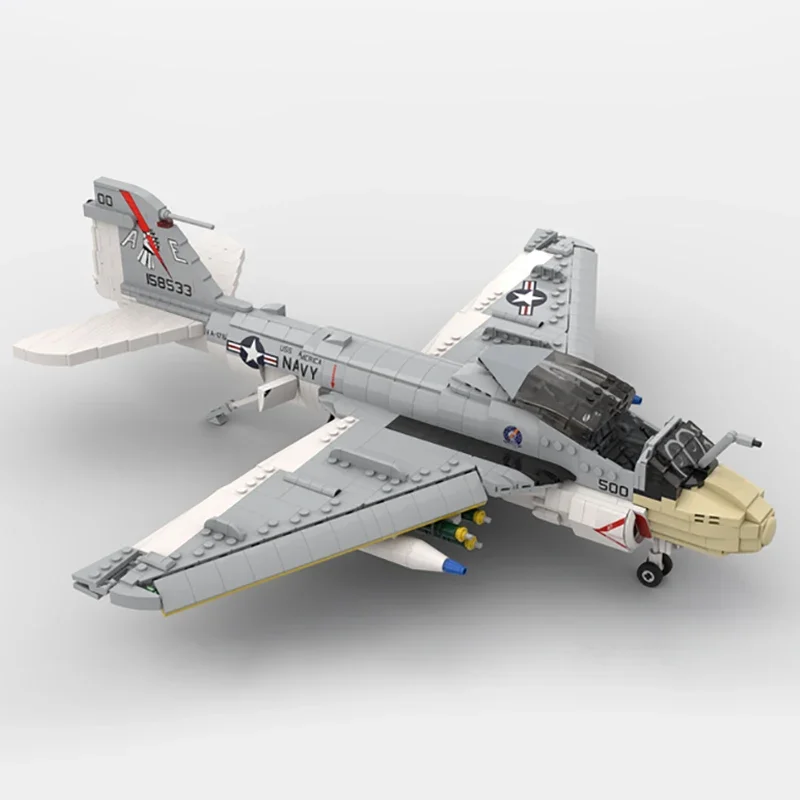 Moc Building Bricks Military Model 1:35 A-6E Intruder Fighter Technology Modular Blocks Gifts Christmas Toys DIY Sets Assembly