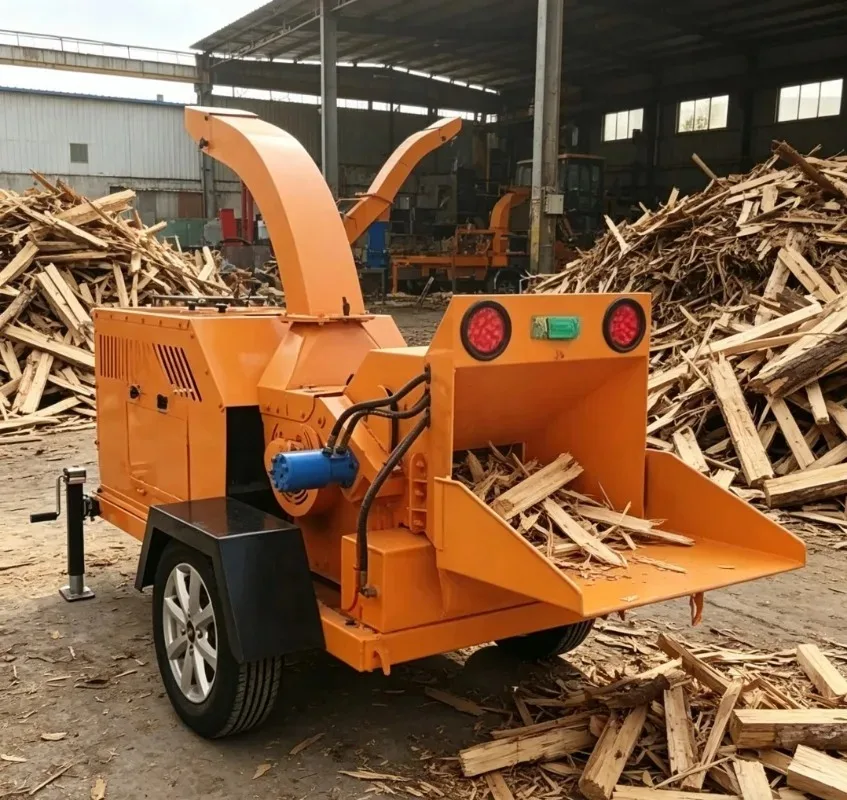 Mobile Wood Shredder on Wheels with Brake for Rental Business Easy Tow for Multiple Job Sites