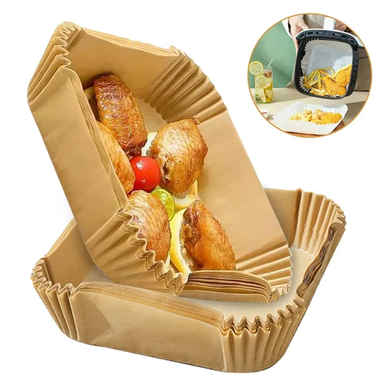 

50pcs disposable air fryer special plate pad Oil absorbent baking paper Household kitchen non-stick silicone oil paper