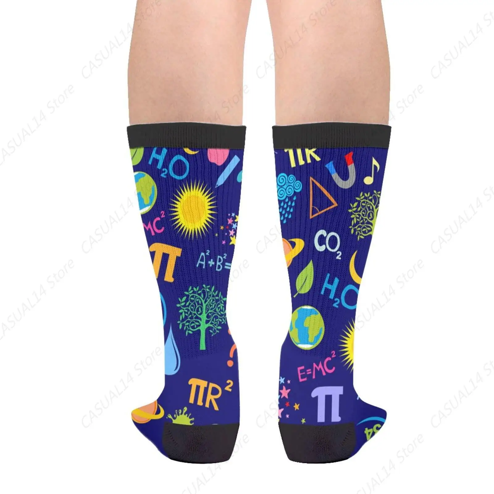 Cute Algebra Symbol Calculation Equation Digital Casual Funny Funky Novelty Fashion Comfortable Socks For Men Women Crazy Dress