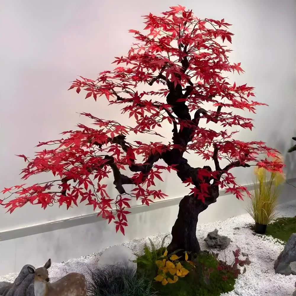 

Simulation red maple interior decoration large green plant fake tree modeling tree