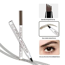 Dark Brown Eyebrow Pencil Microblading Eyebrow Pen Makeup Waterproof 4 Tip Eyebrow Pen Black Liquid Pen Enhancer Cosmetic