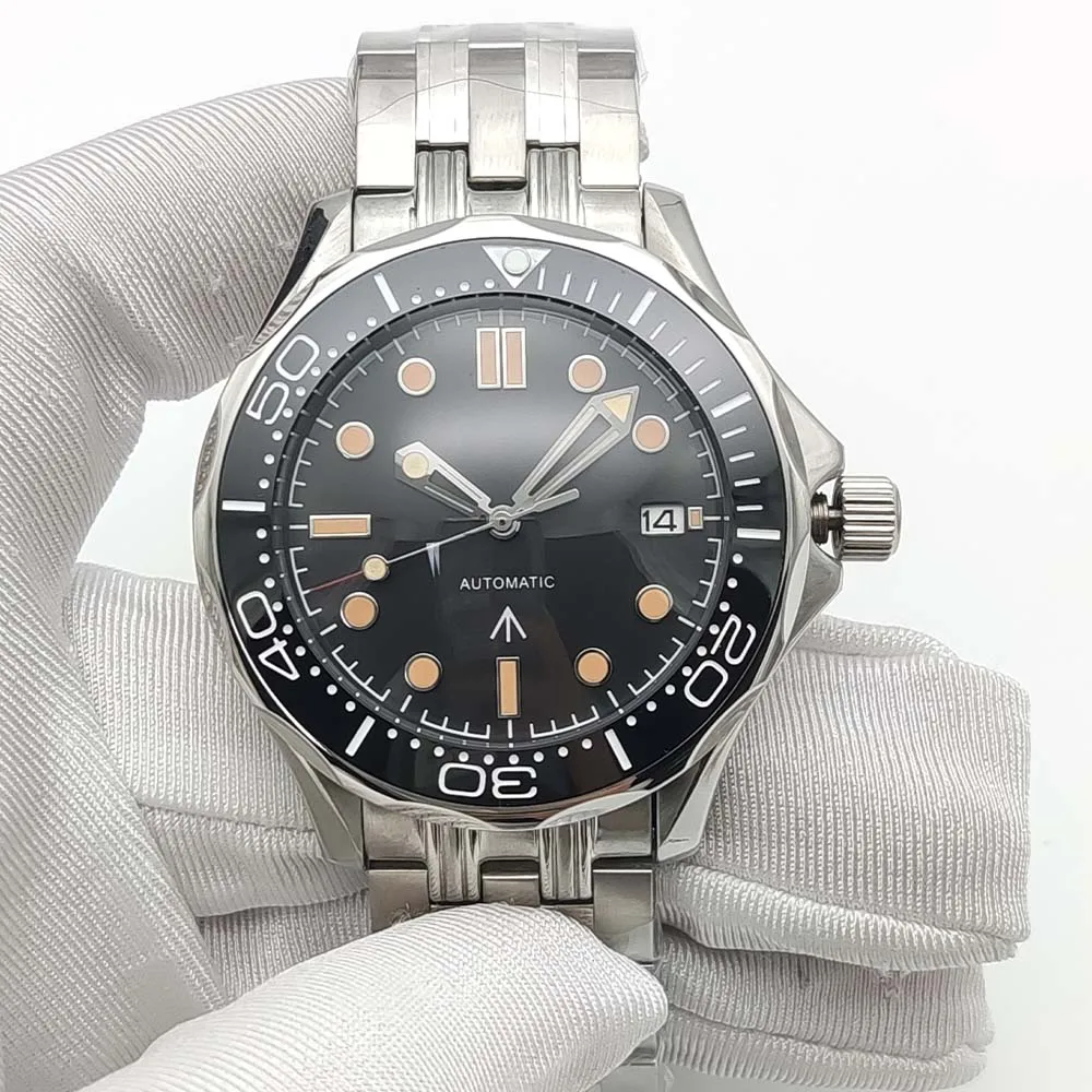 Business 41mm NH35 Men's Watch 316L Stainless Steel Case C3 Luminous Transparent Back 50M Waterproof