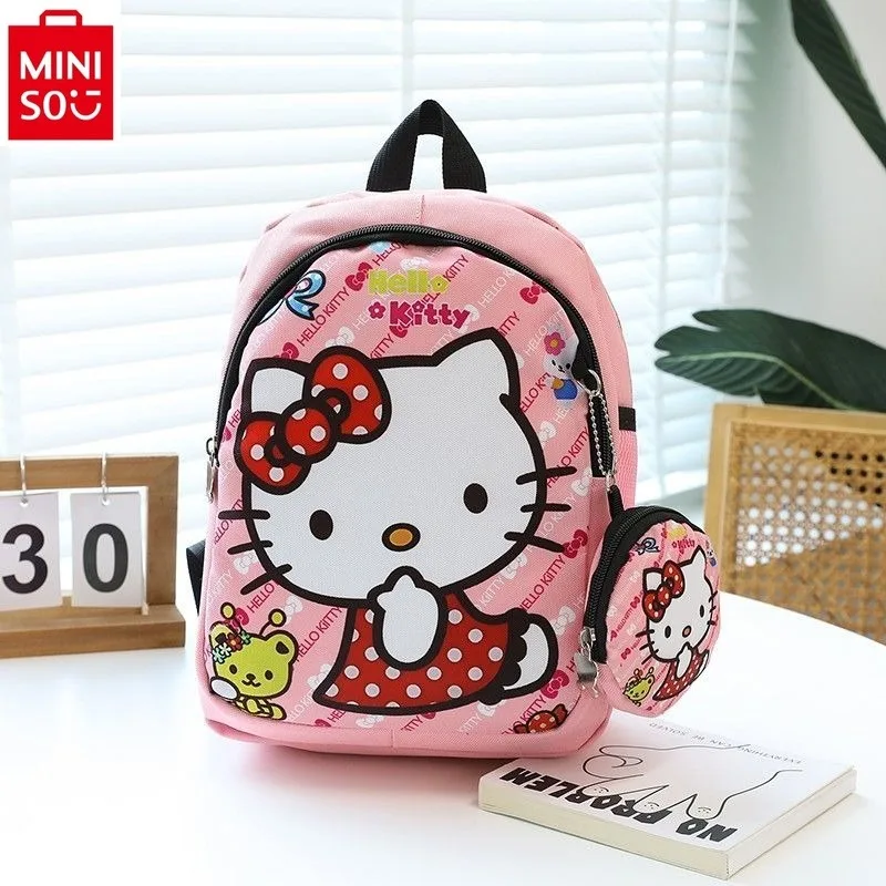 MINISO Trendy New Cartoon Hello Kitty Printed Lightweight and Comfortable Shoulder Strap Student Fashion Backpack