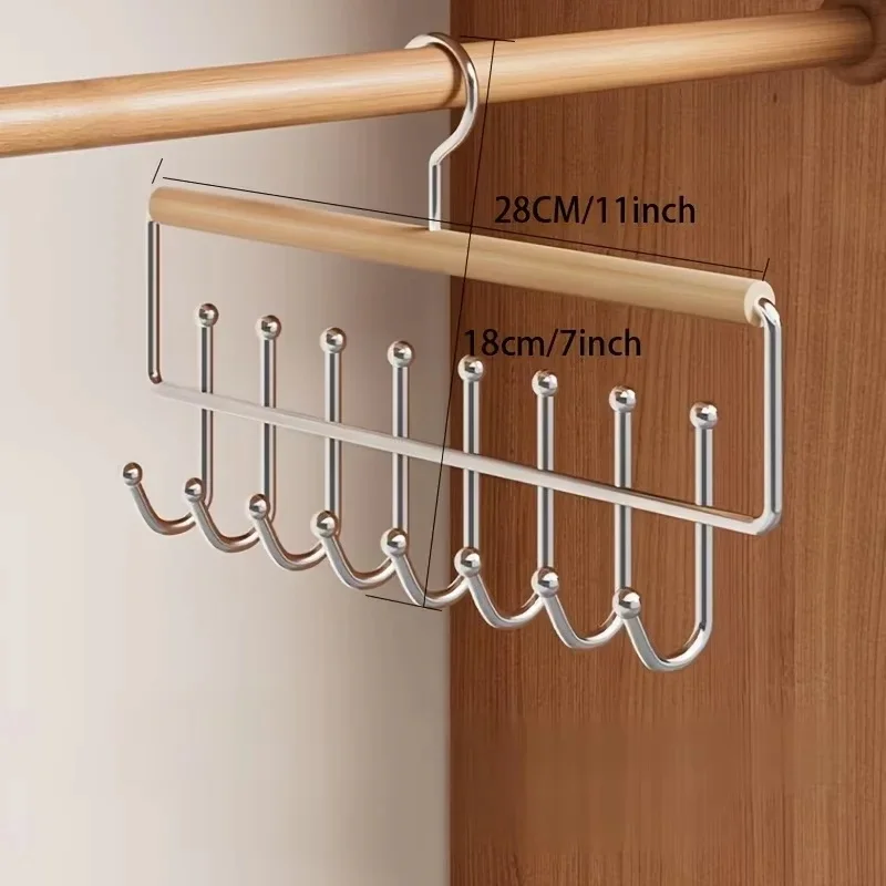 1pc Versatile Wooden Hat Organizer Rack with Hooks Caps Belts Ties Storage Space-Saving Home Retail Display Clothes Storage image 2