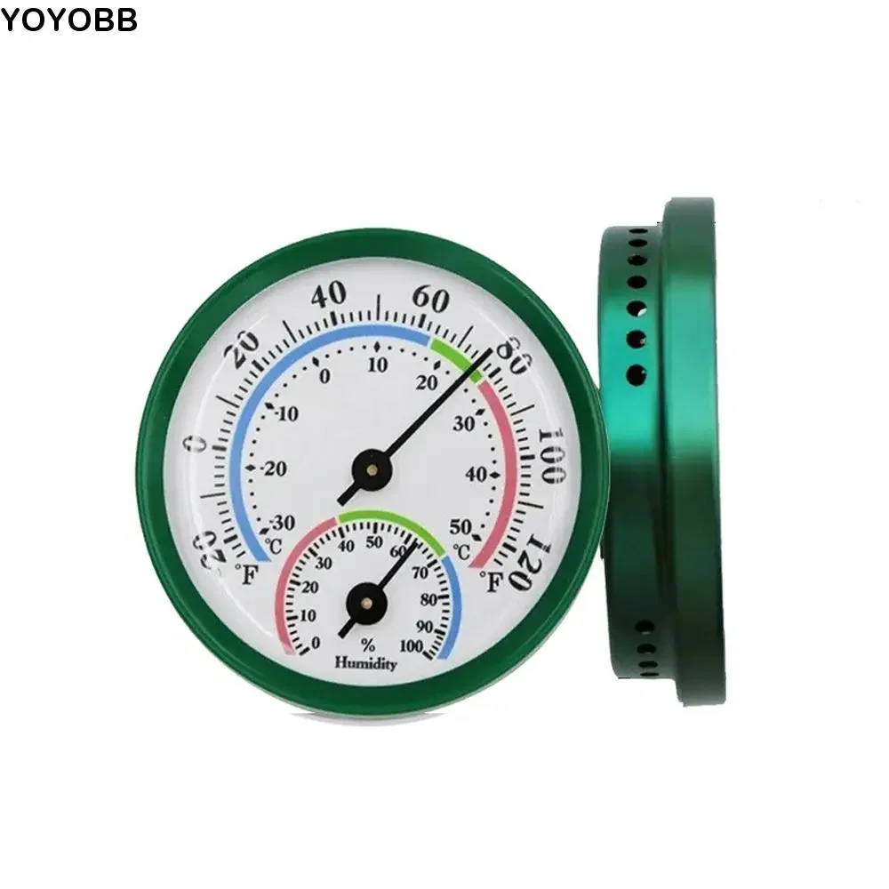 

2 in 1 Gauge Mini Pointer Thermometer Round Pointer Type Diameter 58MM Hygrothermograph -30℃~50℃ Range Metal Case