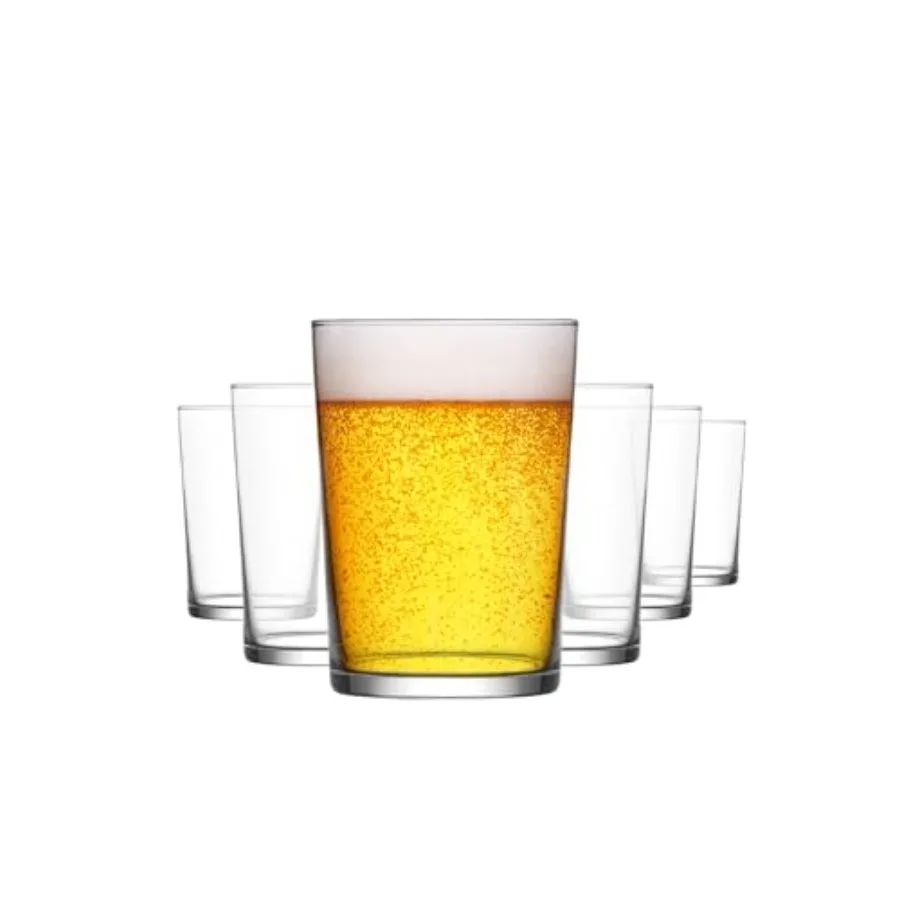 Juego de vasos de cerveza de bola alta, juego de 6 vasos de cerveza apilables con pinta de agua, 17,5 oz, Ideal para servir bebidas, trigo, cerveza helada, Latte Pe