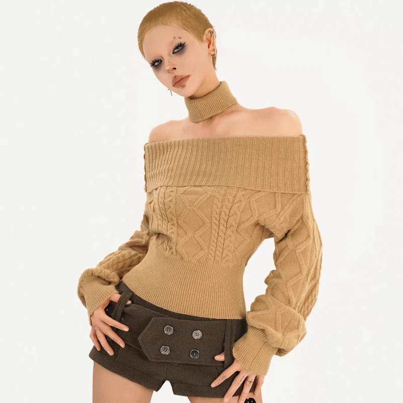 Winter Thickened Design Waist-Cinching Women's Pants Retro Coffee Color Double-Breasted Unique Fashion Slimming Shorts Ladies