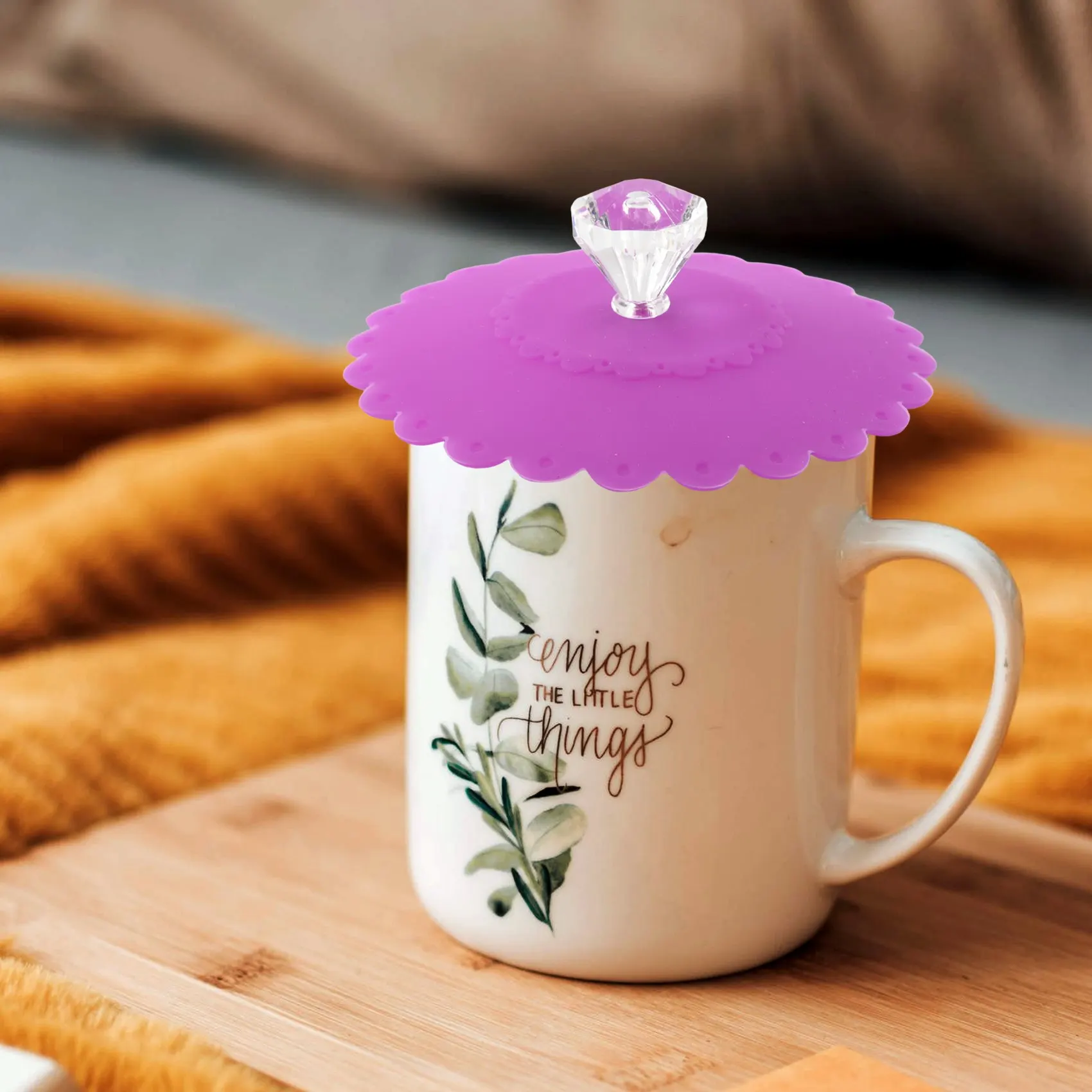 

ABNH 6PCS New Cute Anti-Dust Silicone Glass Cup Cover Coffee Mug Suction Seal Lid Cap Food Grade Round Mug Cover