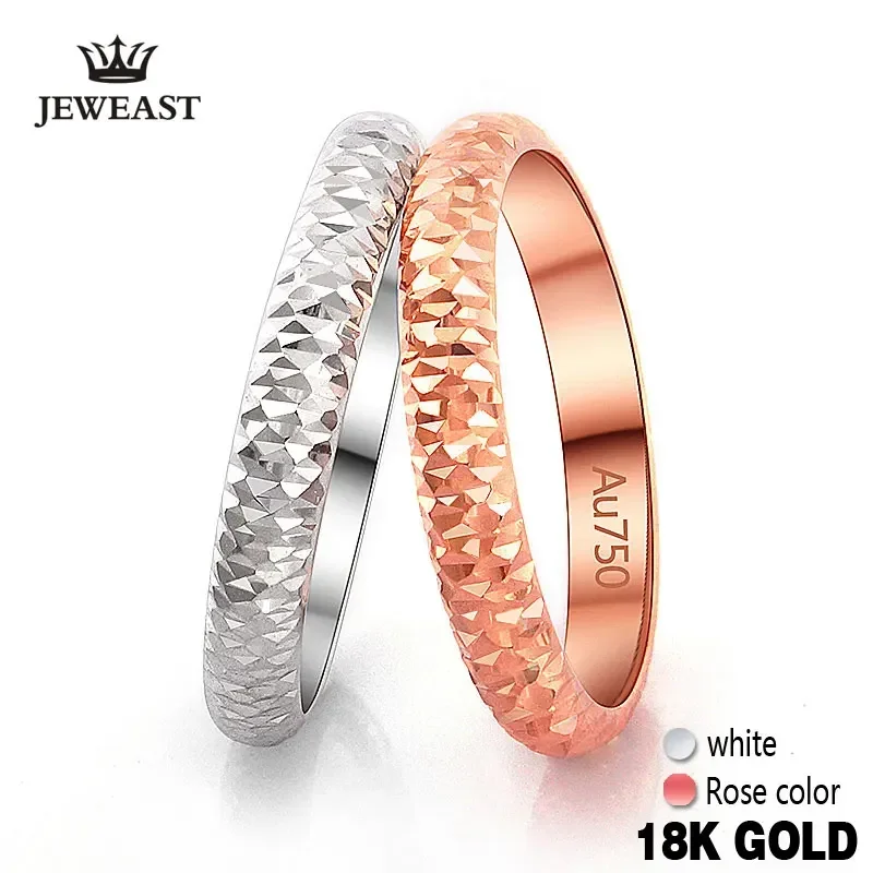 18k Pure Gold Ring Rose White Unisex Men Women Lover Wedding Engagement Fine Jewelry Girl Miss Gift 2023  Hot Sale drop shipping