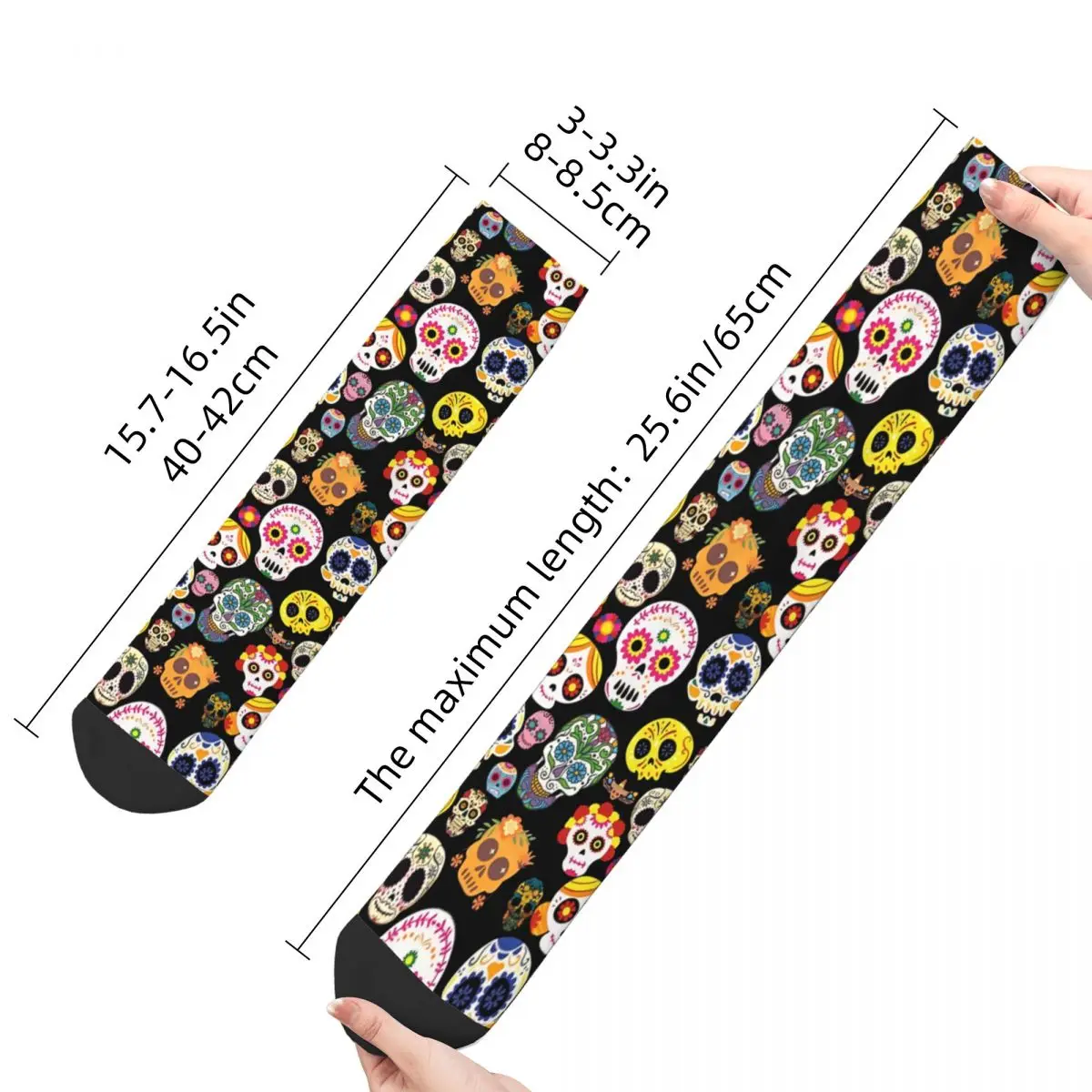 Vintage Day Of The Dead Skulls Men's Socks Skull Style Unisex Hip Hop Seamless Printed Happy Crew Sock Gift