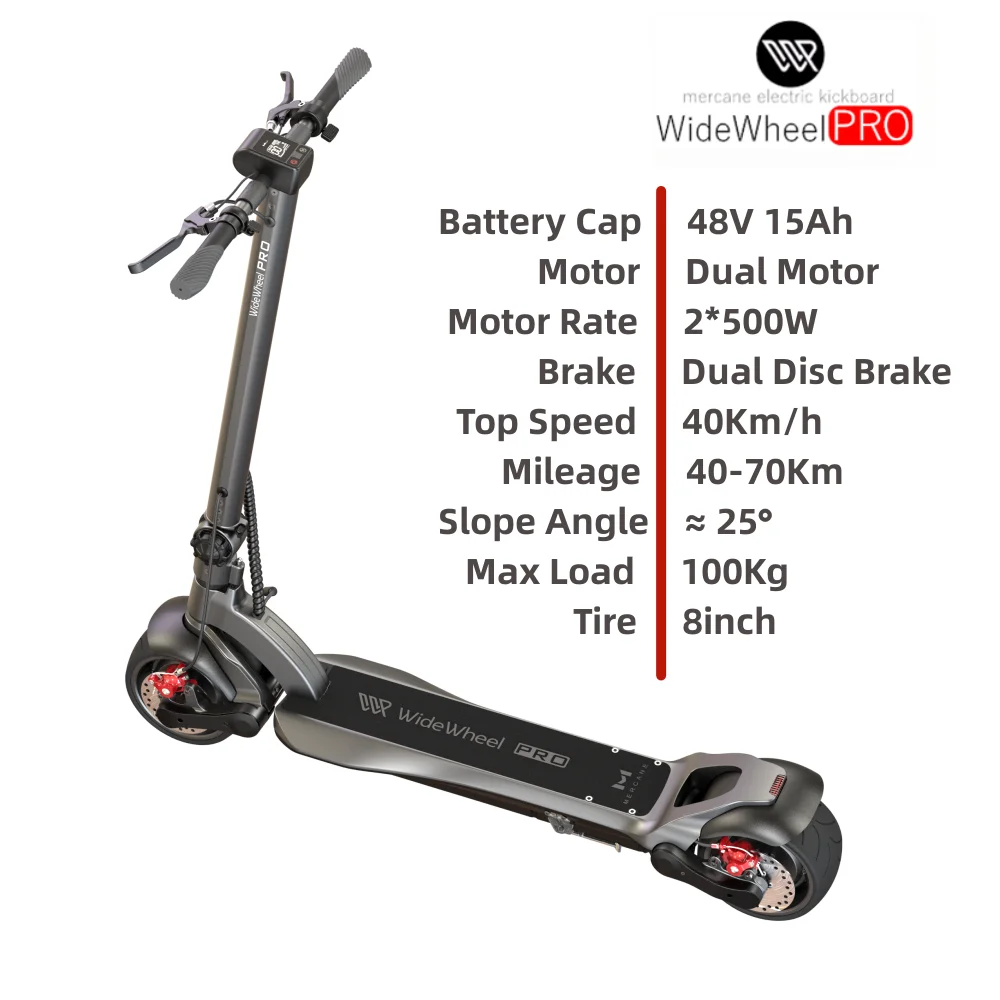 EU Stock Mercane WideWheel Pro Kickscooter Electric Scooter Wide Wheel Dual Motor Disc Brake Skate Hoverboard EU warehouse