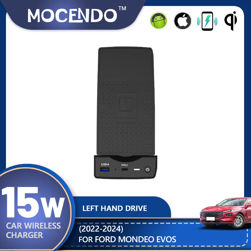 

Для Ford Mondeo Ford EVOS 2022-2024 Автомобильное беспроводное зарядное устройство, быстрое зарядное устройство для телефона, зарядная панель, держатель для зарядки, аксессуары
