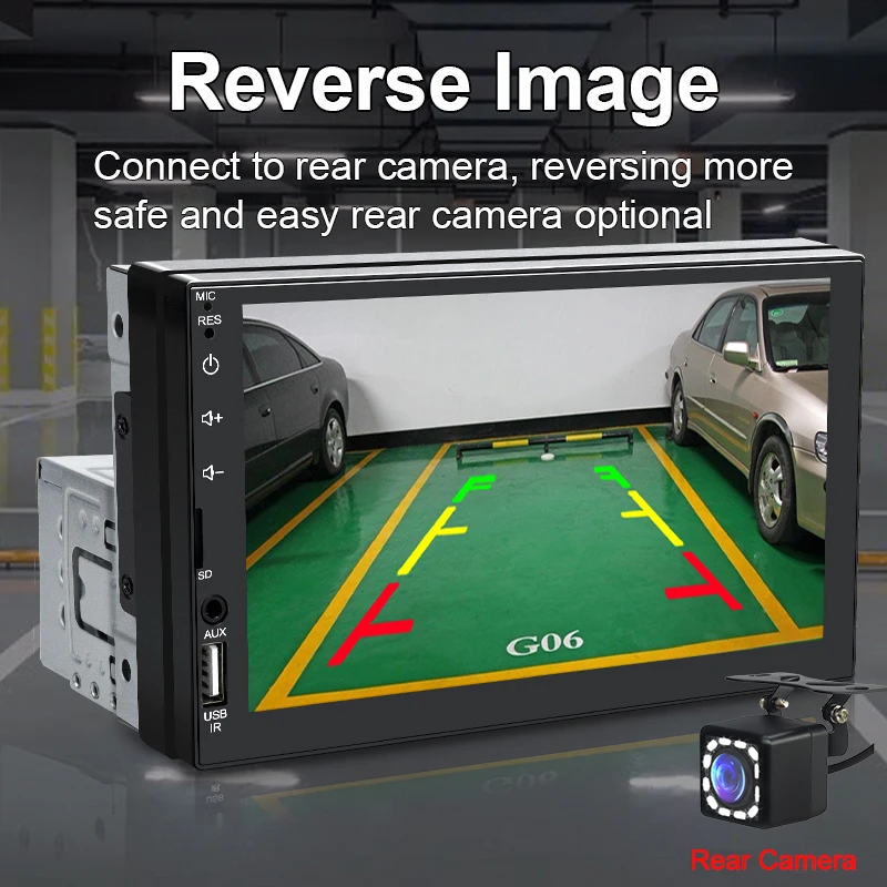 Hippcron راديو ستيريو للسيارة الوسائط المتعددة مشغل MP5 7 "شاشة تعمل باللمس مع كاميرا الرؤية الخلفية دعم AUX/USB/TF 12 فولت سيارة عالمية