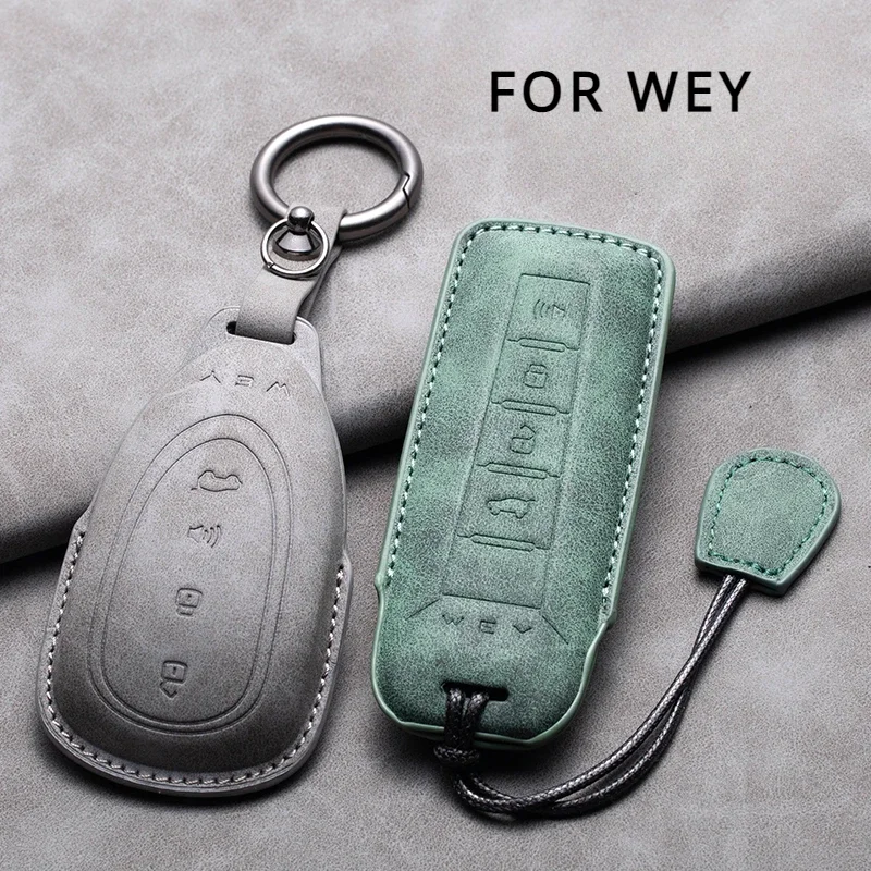 

Leather Car Key Case Cover for Great Wall WEY Coffee 01 Coffee 02 Tank 300 VV5 VV6 2023 VV7 A1 A3 A4 A5 A7 A8 Car Remote Key Fob