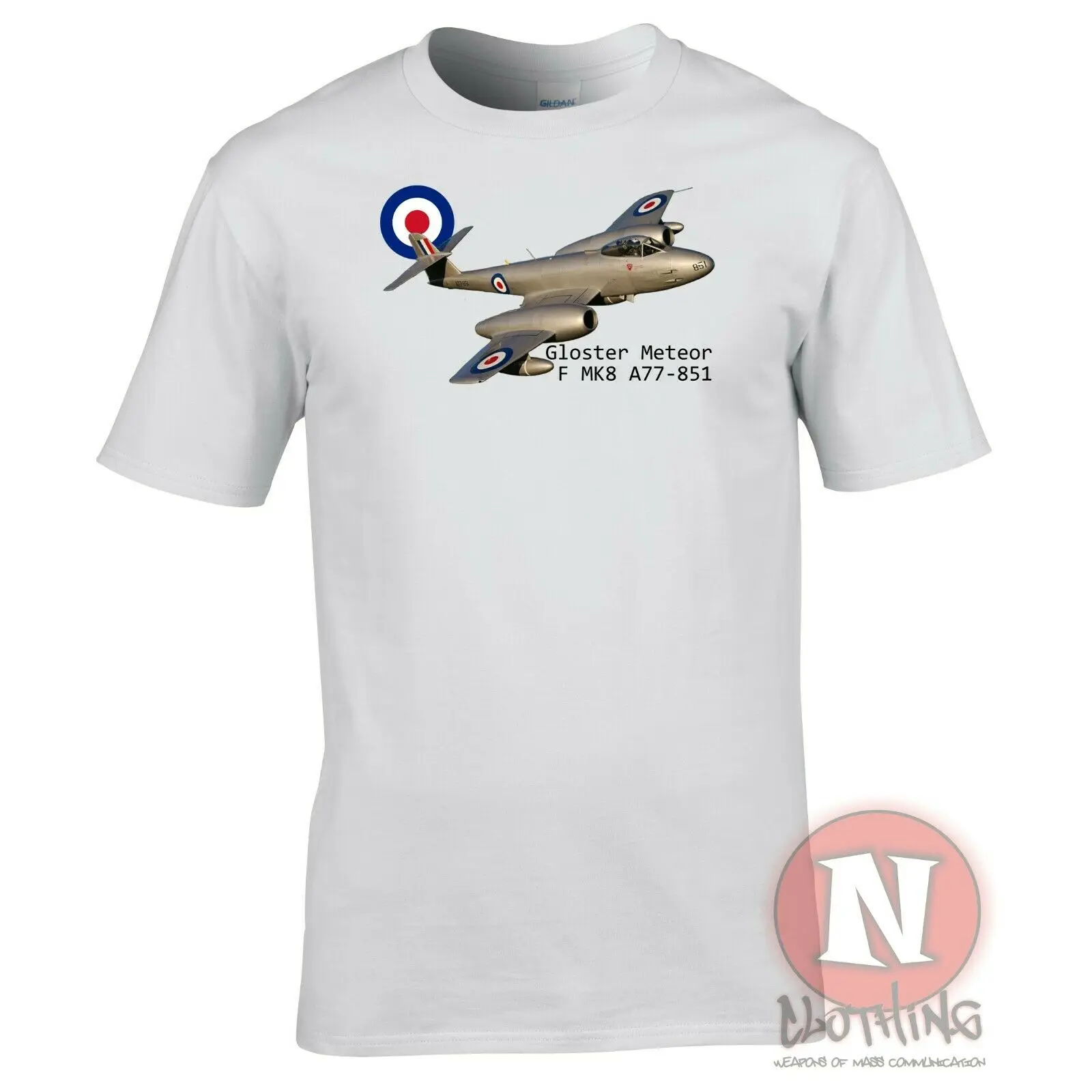 WWII British RAF Gloster Meteor Jet Fighter Aircraft T Shirt. New 100% Cotton Short Sleeve O-Neck T-shirt Casual Mens Top