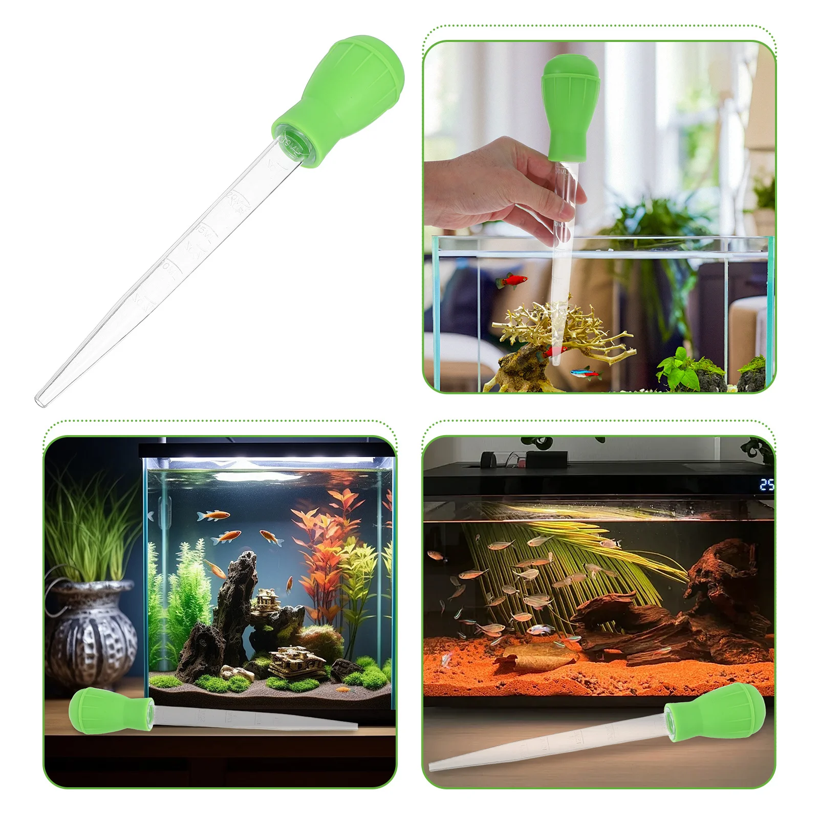 

Aquarium Manual Cleaner 3-In-1 Fish Tank Cleaning Tool For Water Changing Waste Removal Sand Cleaning Reusable Portable Acrylic
