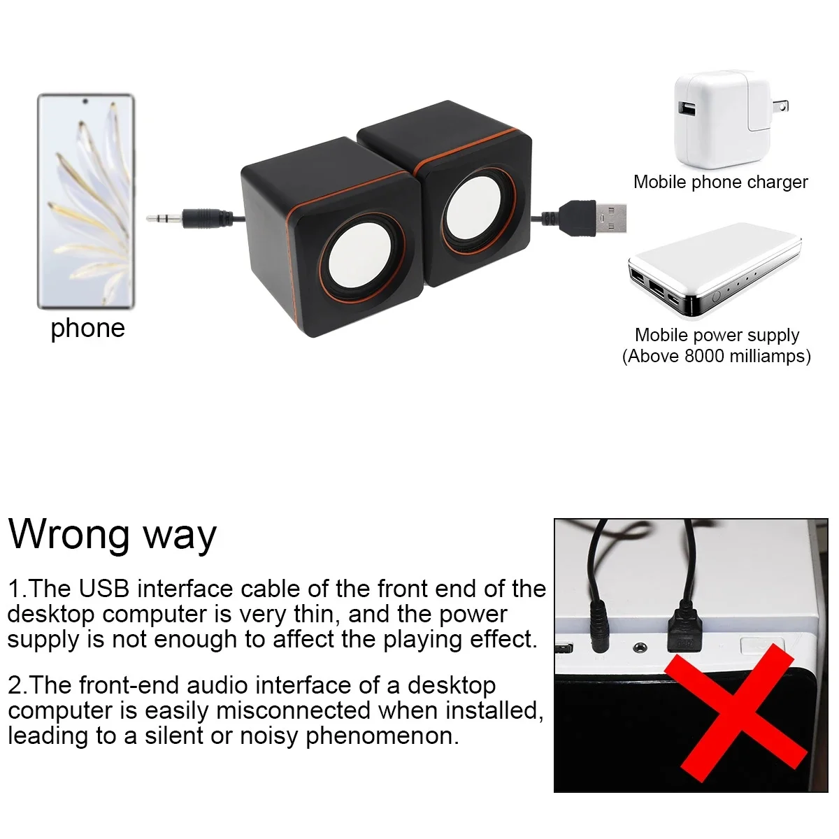 101Z USB 2.0 مكبرات صوت صغيرة محمولة للكمبيوتر مع مقبس استريو 3.5 ملم ومزودة بمنفذ USB للكمبيوتر المحمول والهواتف الذكية #6