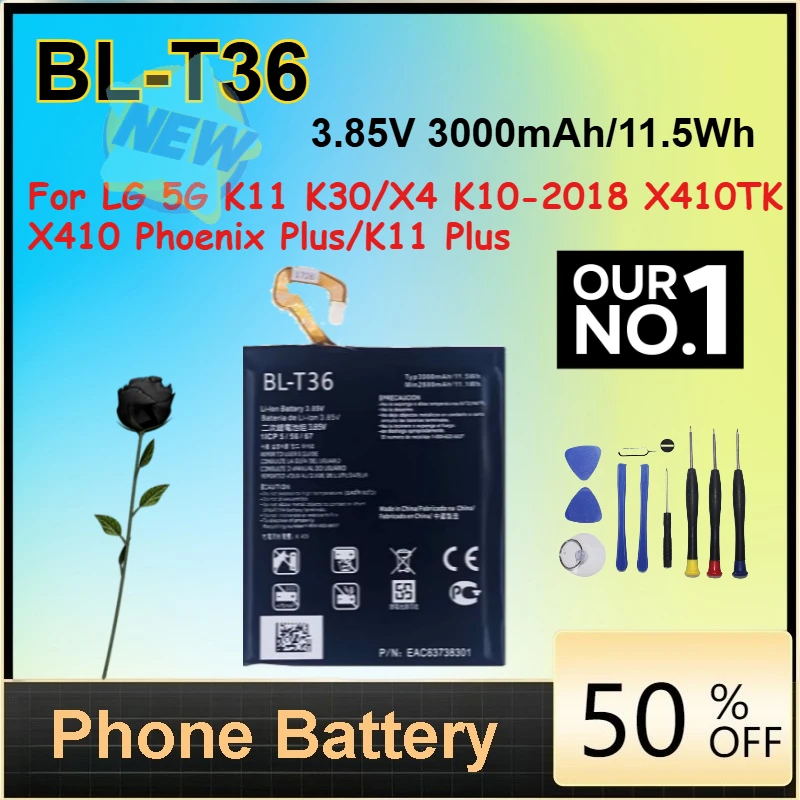 

3.85V 3000mAh/11.5Wh BL-T36 Battery for LG 5G K11 K30/X4 K10-2018 X410TK X410 Phoenix Plus/K11 Plus Mobile Phone Batteries