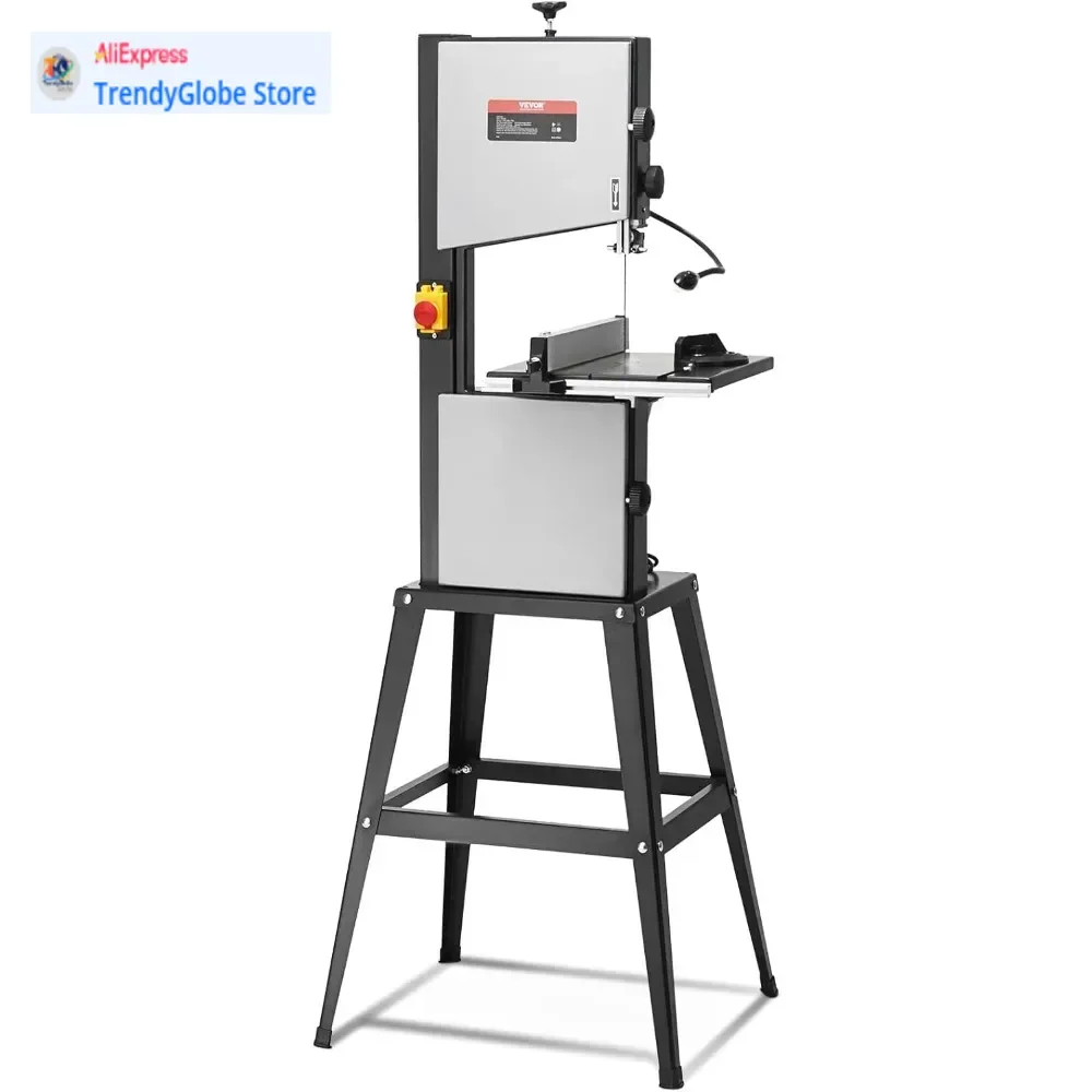 Sierra de cinta de doble velocidad de 10 pulgadas, 560/1100 RPM, con soporte de metal, motor de 370 W 1/2 HP para rendimiento de taller optimizado