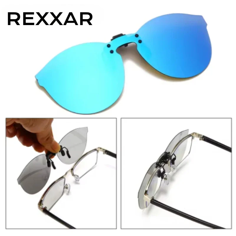 REXXAR Quadratische Spiegelbrille Herren Klappbare Clip-On Polarisierte Nachtsichtbrille UV400 Damen Sonnenbrille Angeln