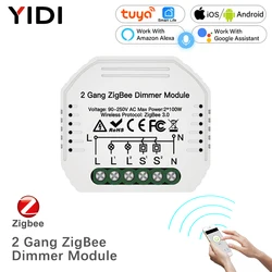 2 Gang ZigBee Smart Light Dimmer Switch Module Mini DIY Hub Required Smart Life Tuya Remote Control Work With Alexa Google Home