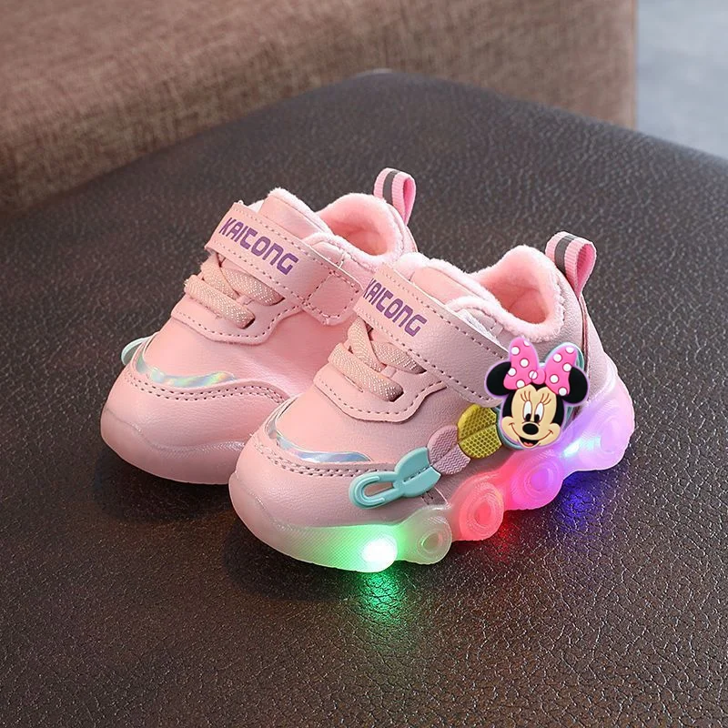 

mickey mouse Soft Sole Non-slip Lighting Casual Shoes Boy Girls Sneakers Disney Spring and Autumn New Baby LED Toddler Shoes