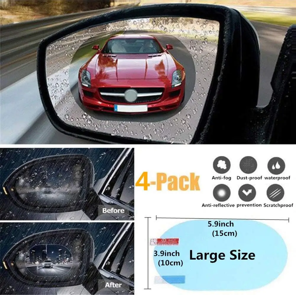 Car Stickers Rainproof Film For Car Rearview Mirror Car Rearview Mirror Rain Film Clear Sight In Rainy Days 4PCS