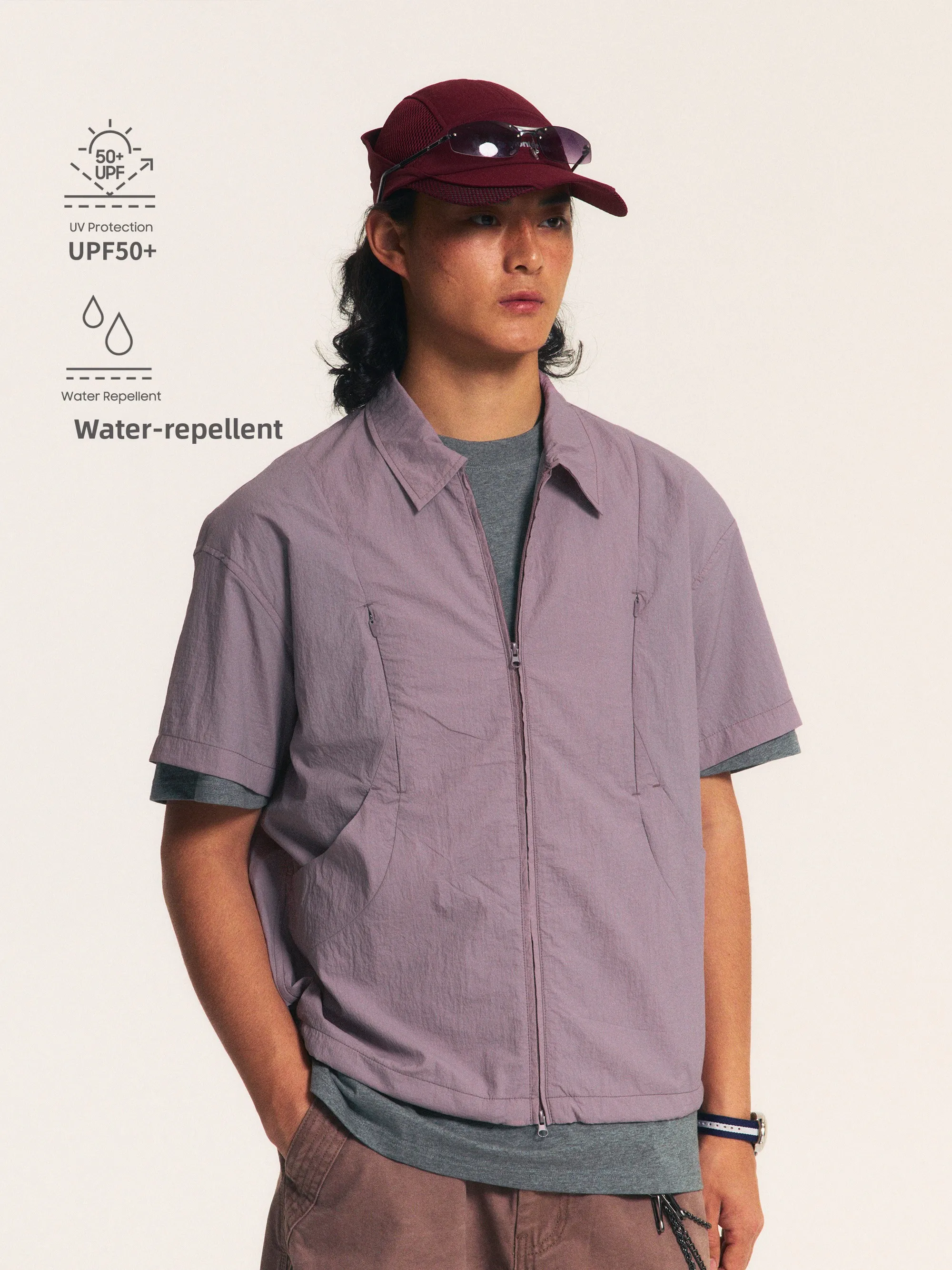 

Мужская повседневная рубашка-куртка Monterest с коротким рукавом, водонепроницаемая, с защитой от солнца UPF50, свободного кроя, из дышащей нейлоновой ткани