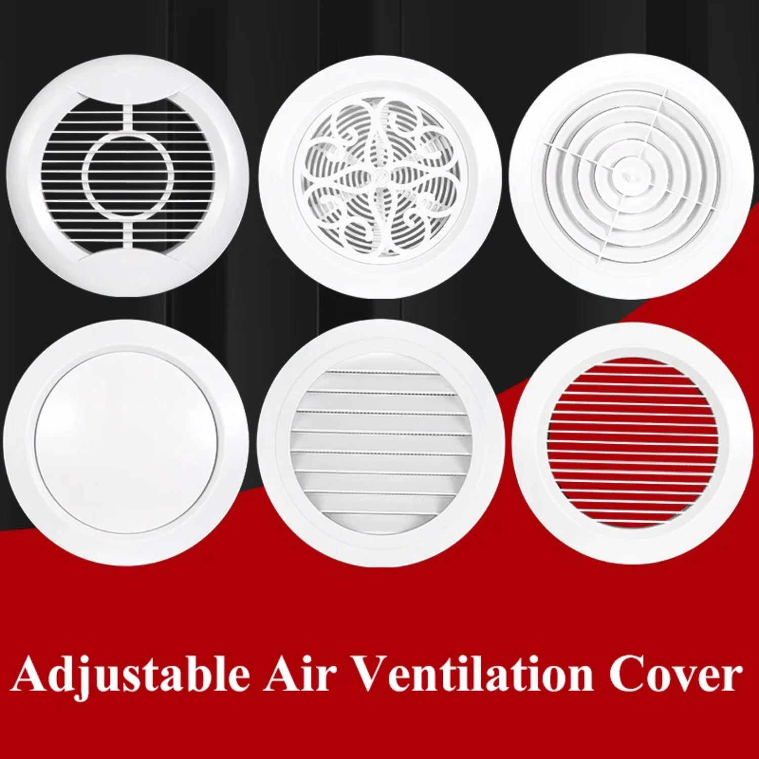 

Adjustable Air Ventilation Cover Round Ducting Ceiling Wall Hole ABS Air Vent Grille Louver Kitchen Bath Air Outlet Fresh System