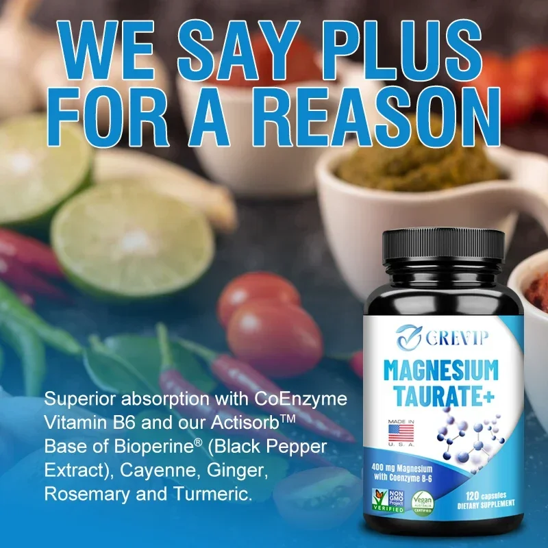 

Premium Magnesium Taurate Capsules - Chelated Magnesium Supplement To Support Muscle and Heart Health Supplement
