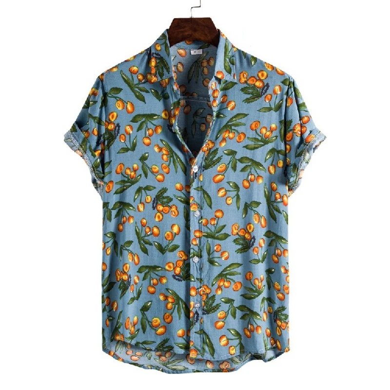 Mens Vintage Floral Beach Shirts Casual Short Sleeve Button Down Hawaiian Shirt Men Summer Party Holiday Vacation Shirt Male 3XL