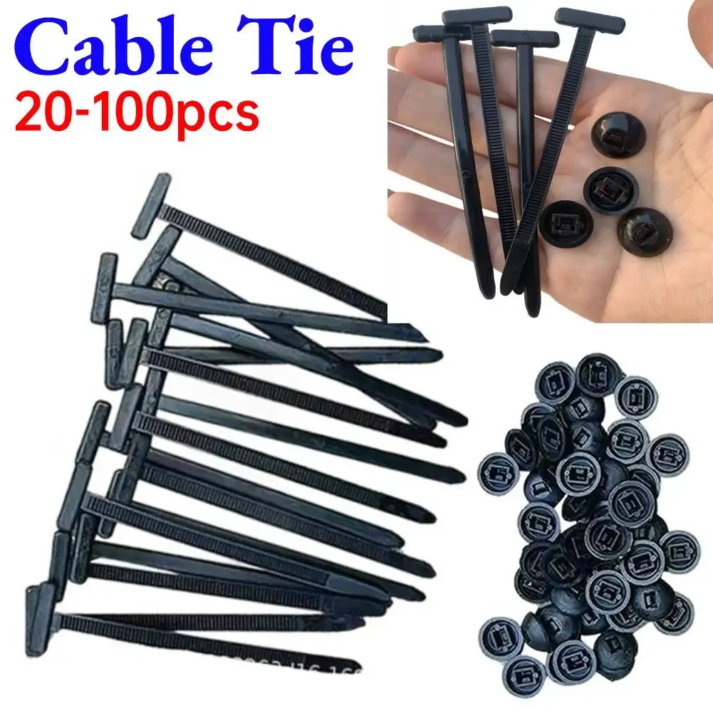 

20/50/100pcs Nylon Cable Tie Buckle with Pin & Button Design Plastic Cable Ties Fasteners Multipurpose for Car Daily Auto Fixing