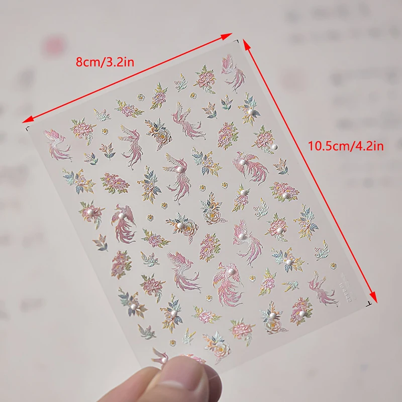 【WHB43】 Adesivi per unghie 3D in stile cinese Phoenix Mountain Cloud Decorazione di design Decorazione per decalcomanie per unghie fai da te Accessori per manicure