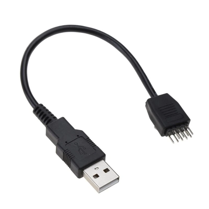 9 Pin USB Header To USB Cable, USB 2.0 Type A Male To 9 Pin Male Motherboard Cable Cord Tool