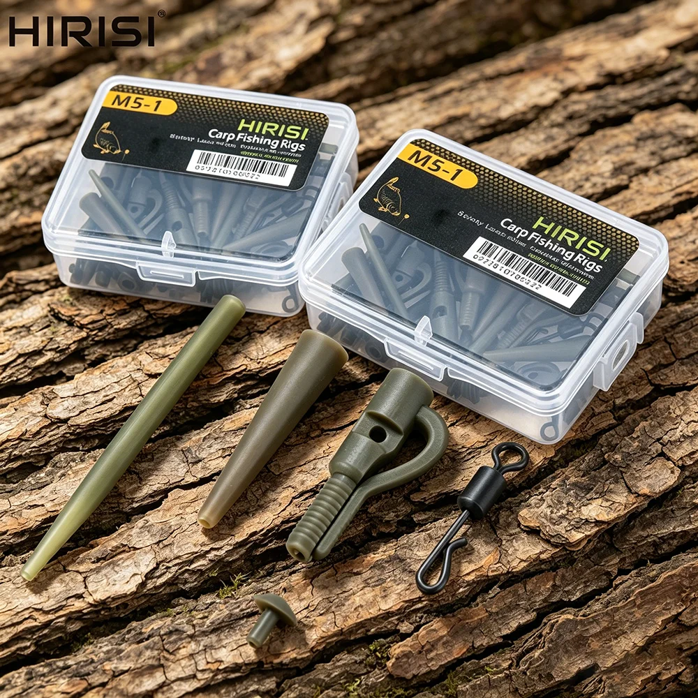 Hirisi 80 Stück Karpfenangel-Sicherheitsbleiclips mit Anti-Tangle-Gummihülsen & Schnellwechselwirbeln Angelzubehör