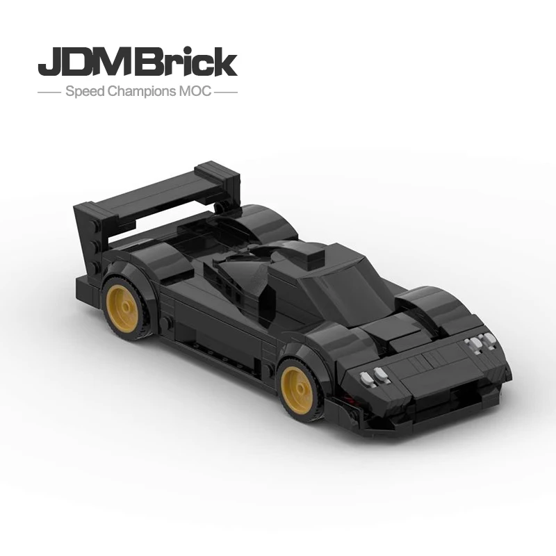 Juego de bloques de construcción de coche de carreras para niños, juguete de construcción de coche deportivo de MOC-56638, color negro, rompecabezas creativo