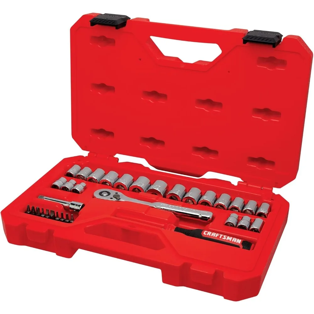 Kit de herramientas mecánicas, 33 piezas, unidad 3/8, estándares SAE y métricos