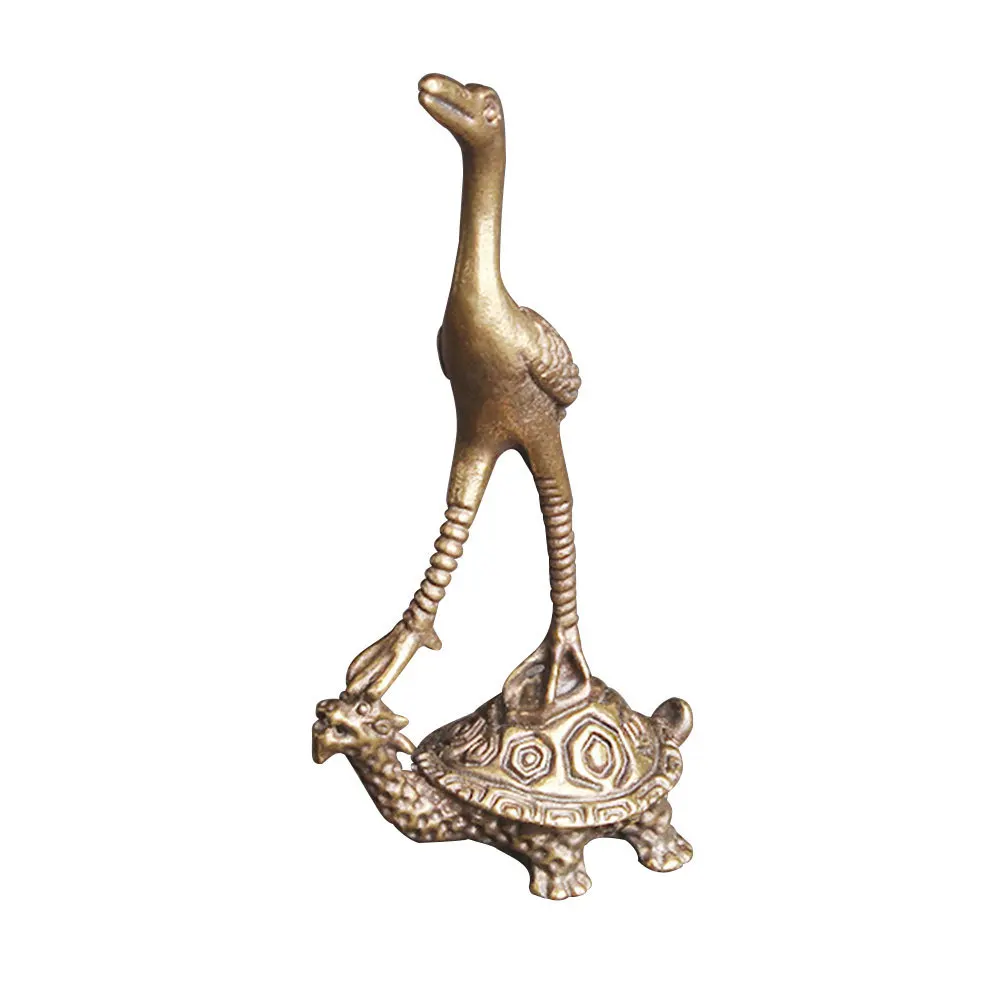 

Retro Brass Turtle Crane Statue Home Desktop Decor Small Animal Exquisite Craft Brass Turtle Crane Statue Indoor Desktop Decor