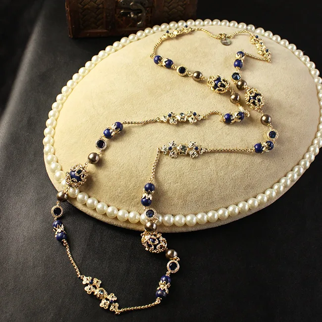 

Lapis Lazuli Double-sided Court Long Necklace