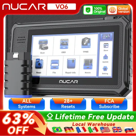 MUCAR VO6 Professional Car Diagnostic Tools Full System 28 Resets Oil DPF BRAKE ETS Lifetime Free Update Auto VIN Obd2 Scanner