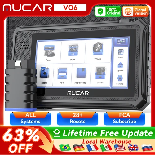 Herramientas profesionales de diagnóstico de automóviles THINKCAR MUCAR VO6, sistema completo, 28 restablecimientos, aceite, DPF, frenos, ETS, escáner VIN OBD2 automático gratuito de por vida