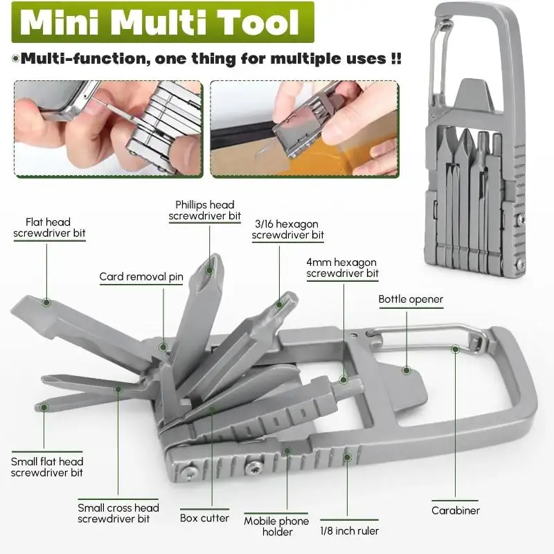 {MX} 13 In 1 Multifunction Combination Outdoor Tools Stainless Steel Folding Tools Screwdriver Opener Wrench Knife Keychain