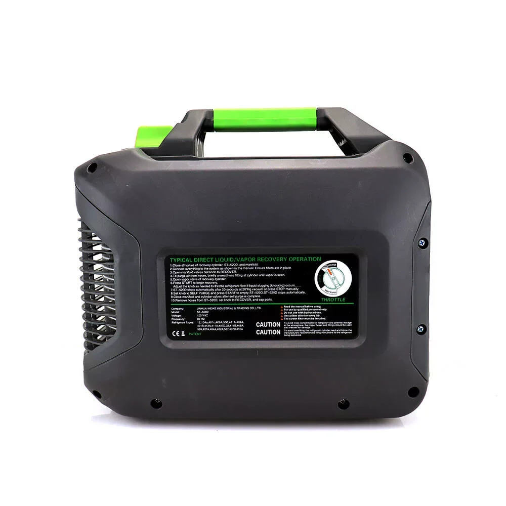 ST-520D Refrigerant Recovery Machine Portable Car Air Conditioning Maintenance Compressor 220V DC Brushless Motor