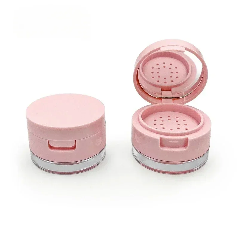 Sdotter 1PC Portable Plastic Powder Box Empty Loose Powder Container With Sieve Mirror Cosmetic Sifter Loose Jar Travel Makeup C