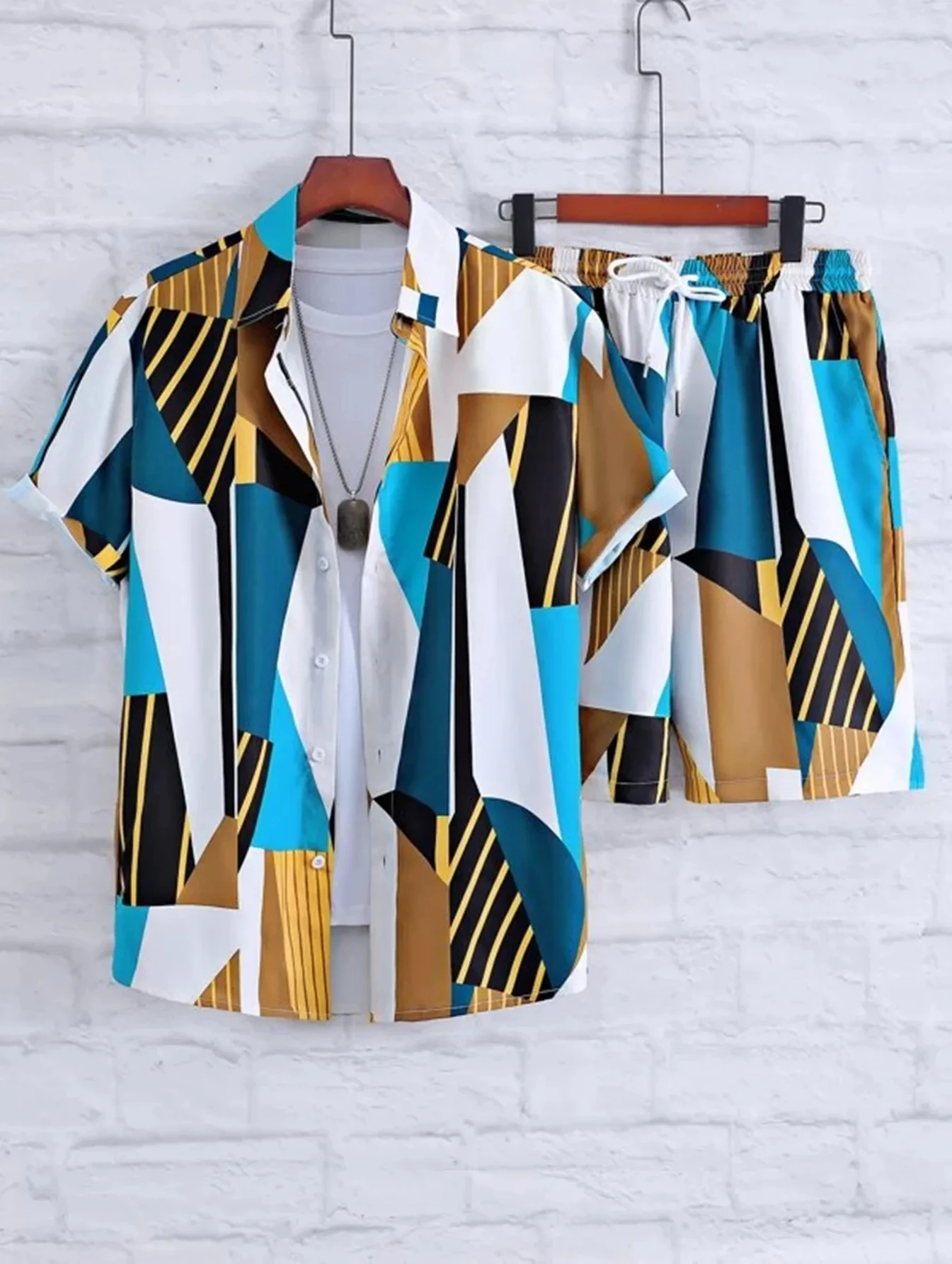 Fashion Hawaiian Suit Print Men Shirt 2Pcs Set luxury 3D Printing Holiday Set Short Sleeve Casual Shirt Beach Two Piece Man Sets