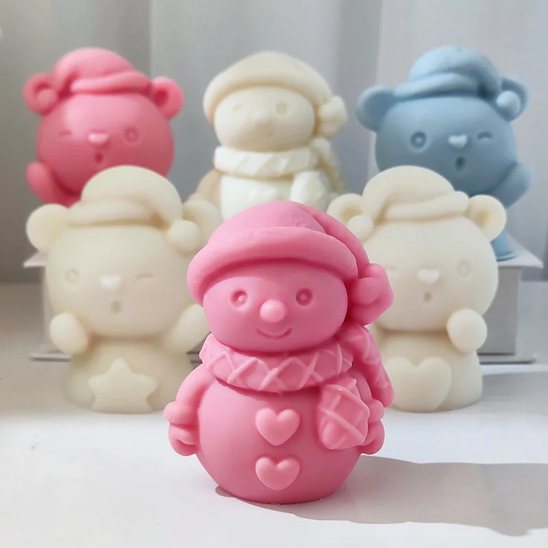 Weihnachten Schneemann Silikon Form 3D Santa Handwerk Dekor Geschenk DIY Duft Kerze Form Harz Herstellung Schokolade Kuchen Backen Liefert